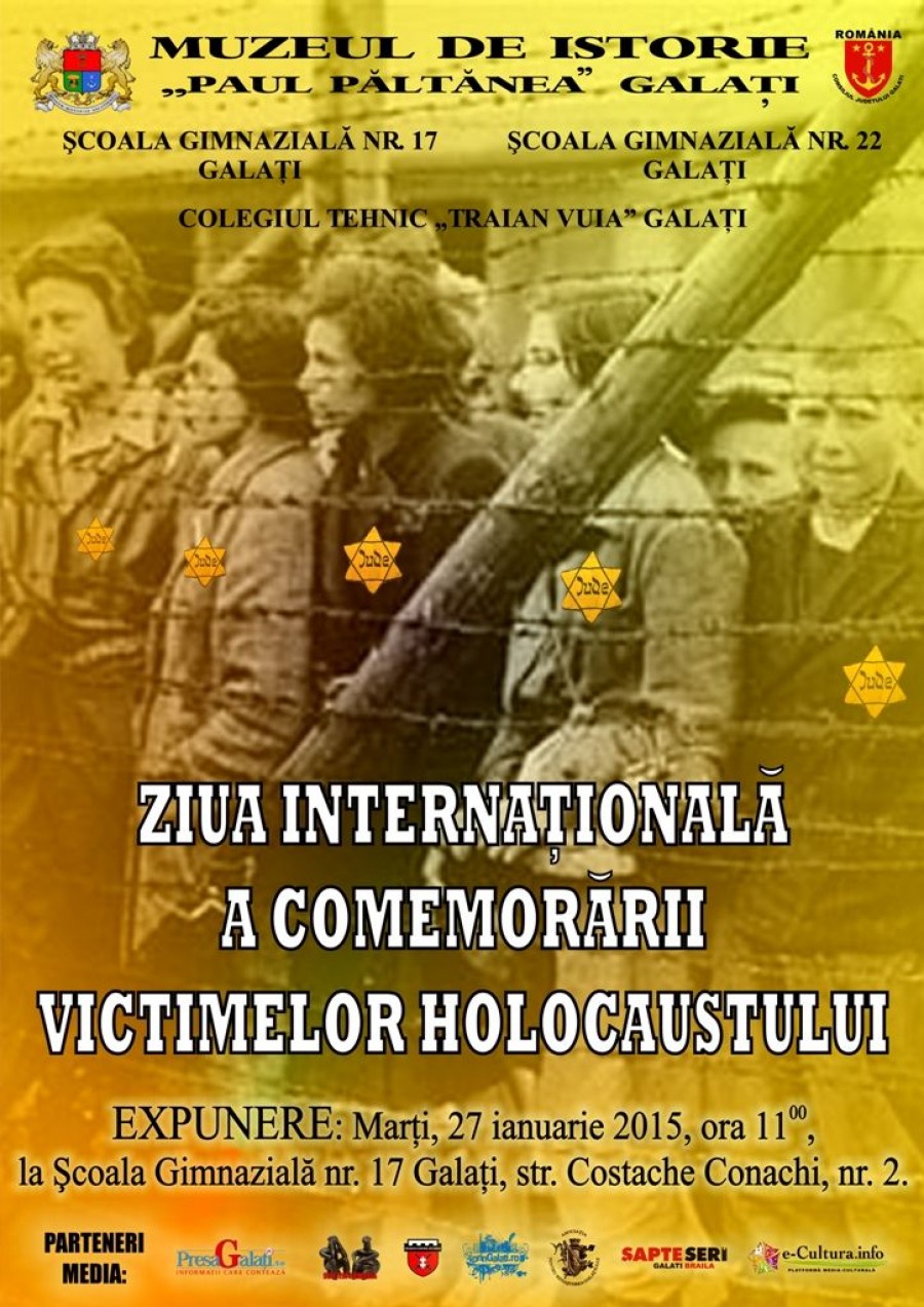 Comemorarea victimelor Holocaustului, marţi, la Şcoala Nr. 17 din Galaţi