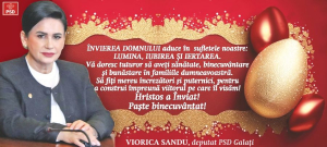 Hristos a Înviat! Paște binecuvântat! Viorica Sandu - Deputat PSD Galați