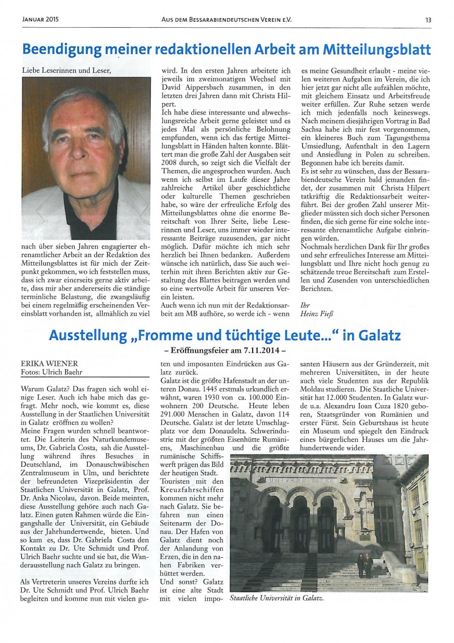 Un articol dedicat Galațiului, în revista Universităţii Libere din Berlin