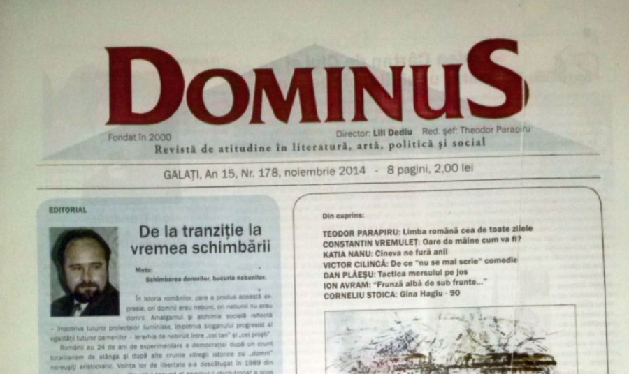 APARIŢIE EDITORIALĂ/ Revista DOMINUS – o samă de eseuri