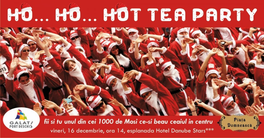 ”Hot Tea Party” în Piaţa Domnească | 1.000 de Moşi Crăciuni în centrul Galaţiului
