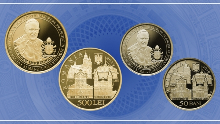Monede dedicate vizitei Papei Francisc în România