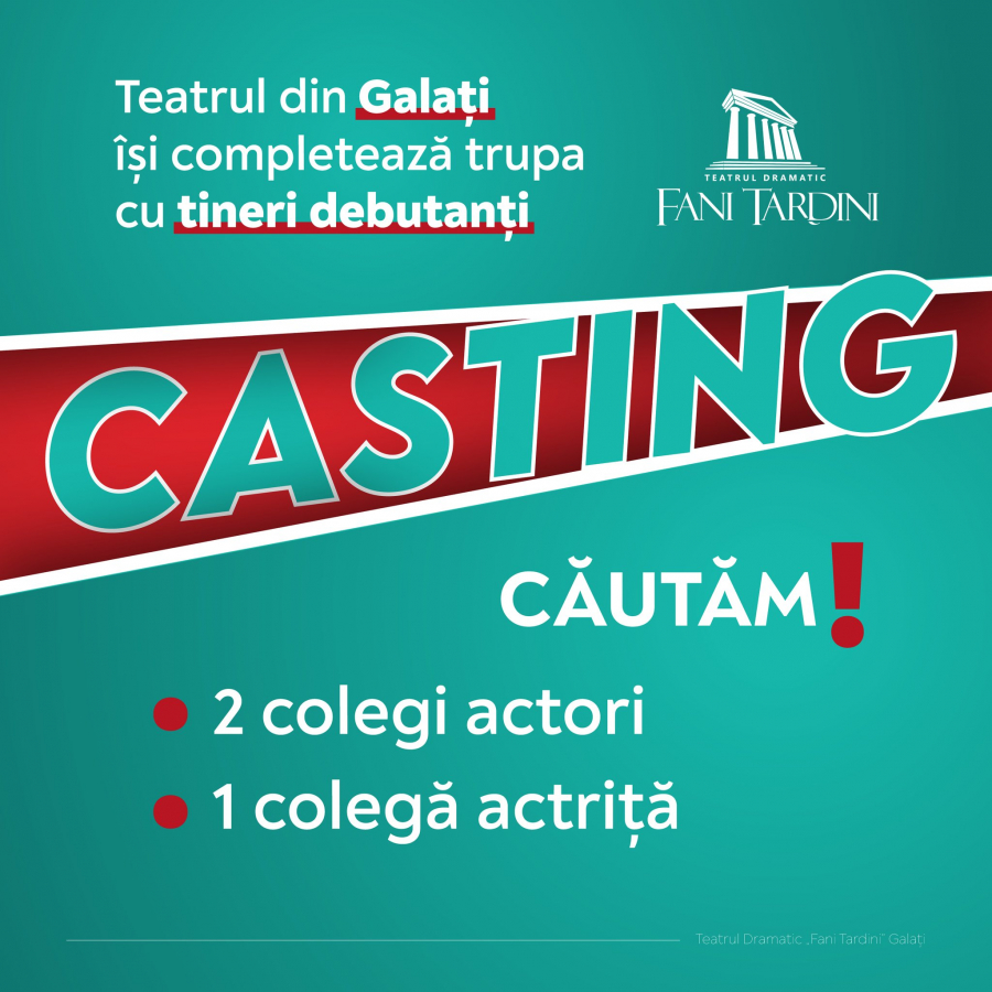 Casting la Teatrul Dramatic pentru trei actori debutanți