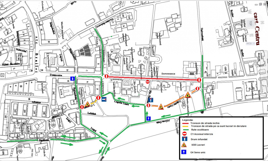 Restricții temporare de trafic și de transport, pe strada Domnească