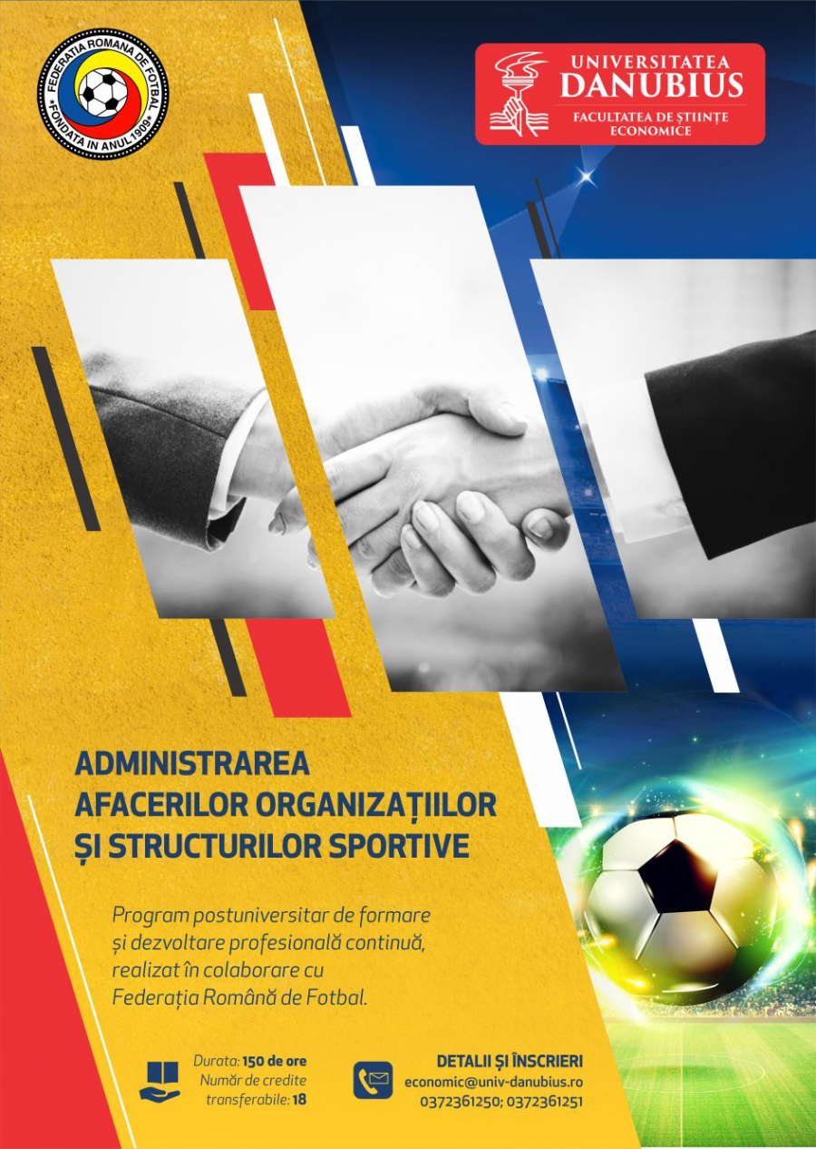 Administrarea Afacerilor Organizaţiilor şi Structurilor Sportive – nou curs postuniversitar de formare continuă la Universitatea Danubius