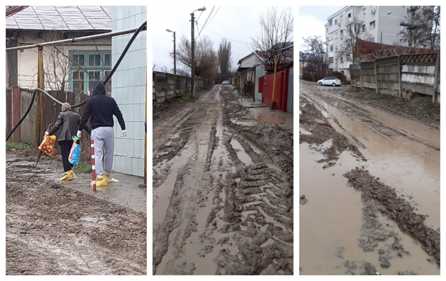 Pe strada Mărăşti poţi trece doar cu pungi în picioare