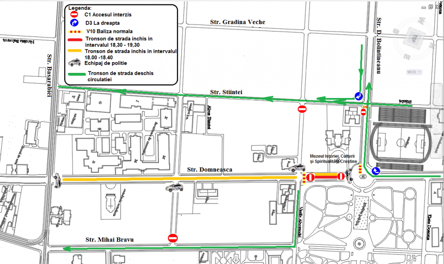 Restricții de trafic și transport deviat pe strada Domnească