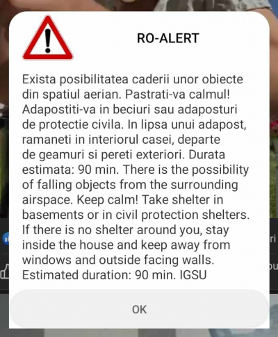 Avertizare Ro-Alert la Galaţi despre 