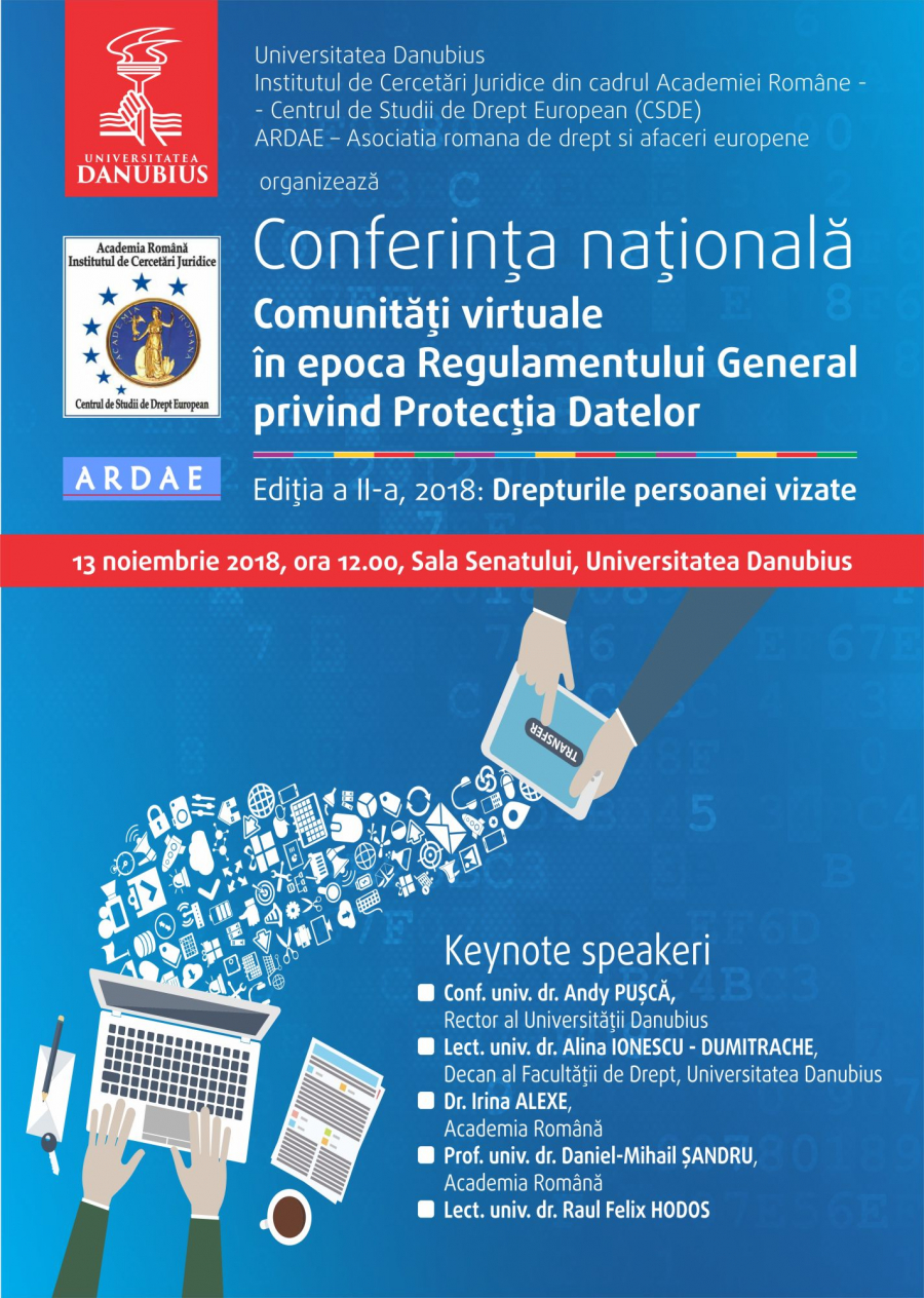 COMUNITĂȚI VIRTUALE ÎN EPOCA REGULAMENTULUI GENERAL PRIVIND PROTECȚIA DATELOR. CONFERINȚĂ ȘTIINȚIFICĂ NATIONALĂ