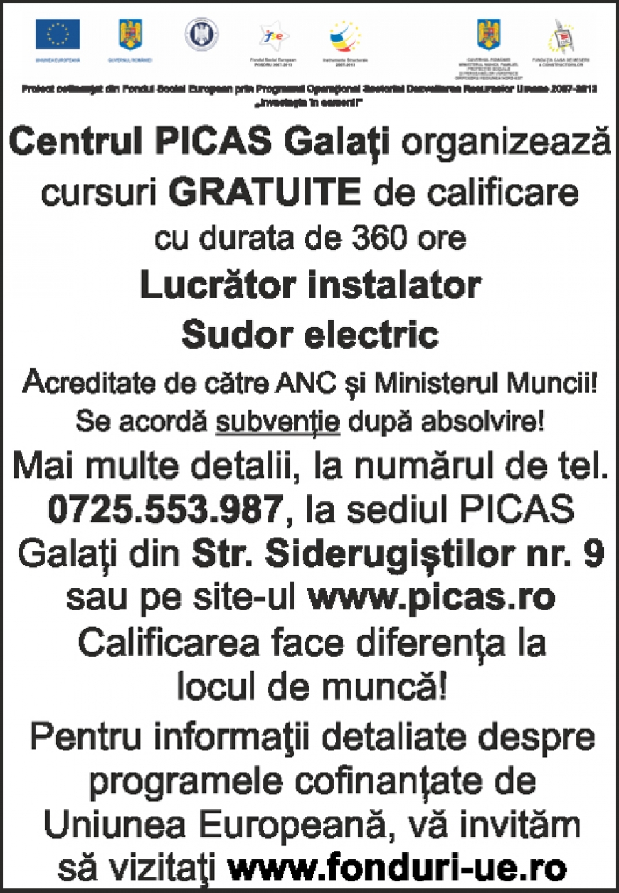 Centrul PICAS Galaţi organizează GRATUIT...