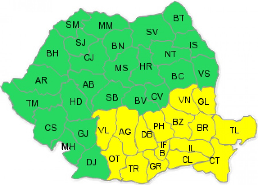 UPDATE Atenţionarea cod galben de ninsori viscolite pentru judeţul Galaţi a fost prelungită