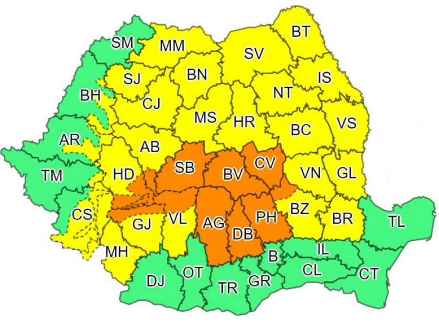 Un nou Cod galben de instabilitate atmosferică. Avertizare meteo