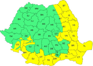 Rafale de v&acirc;nt și precipitații moderate cantitativ. Galațiul, sub cod galben, p&acirc;nă luni dimineață