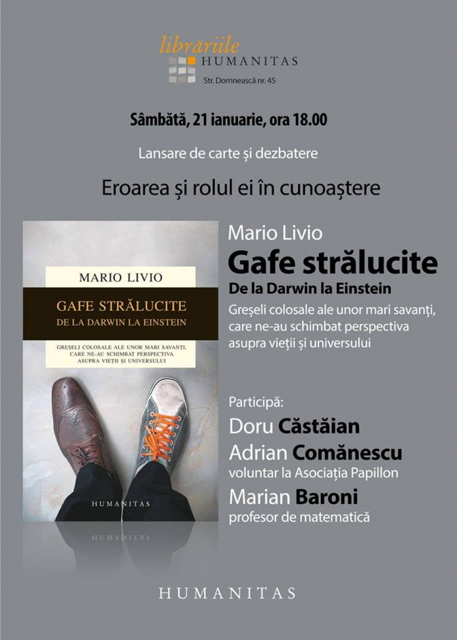 Lansare de carte, astăzi, la Librăria Humanitas