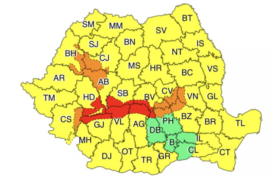 Galațiul, sub cod galben de vânt. Urmează două valuri de frig în toată țara