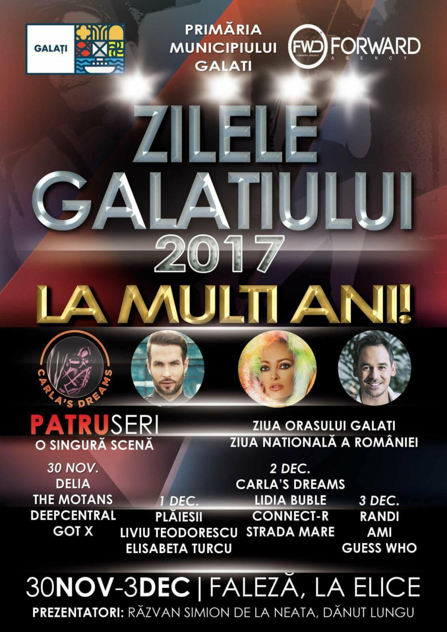 PROGRAMUL complet al concertelor de Zilele Galaţiului 2017