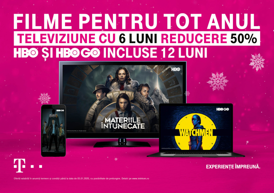 La Telekom Romania, iarna aceasta, clienții se pot bucura de Smartphone-uri la 0 euro, televiziune cu 50% reducere șase luni și HBO gratuit un an de zile