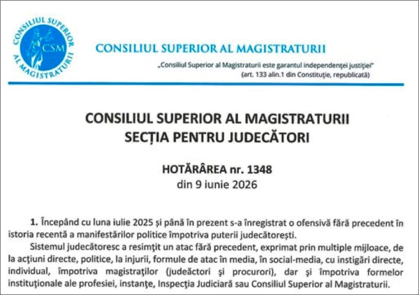 Scrisoare deschisă: Abuz de autoritate al Secției pentru judecători a CSM. Încercări de cenzură și de intimidare a presei și a societății civile