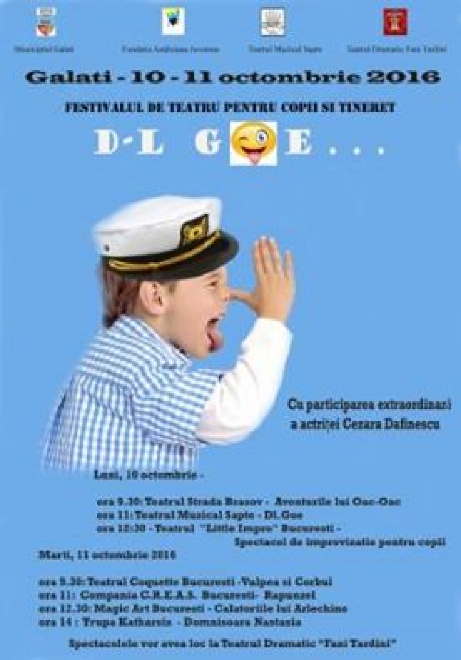 Începe FESTIVALUL de Teatru pentru copii ”Domnul Goe”. IATĂ PROGRAMUL