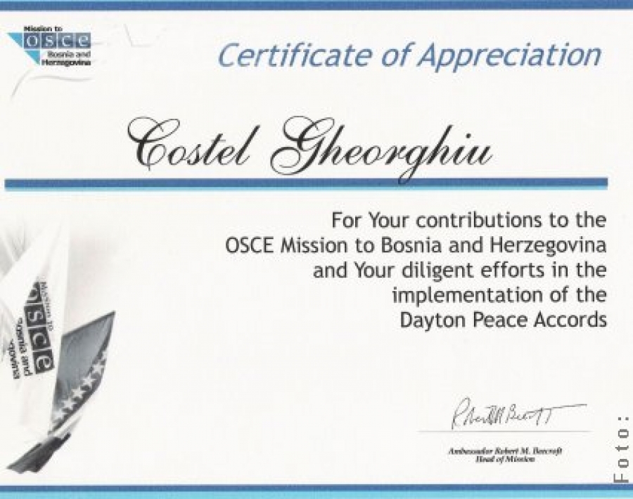 Costel Gheorghiu returnează diploma OSCE!