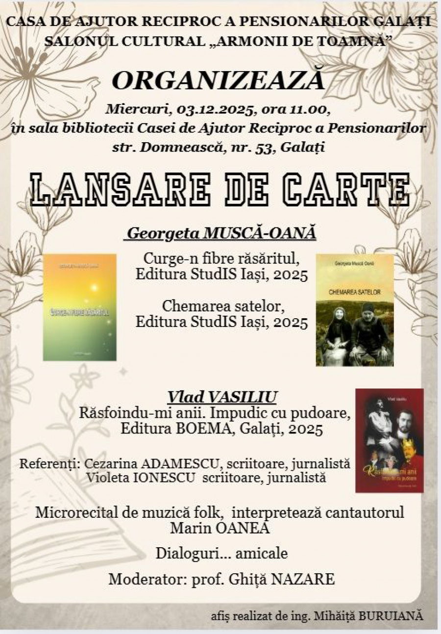 Triplă lansare de carte la CARP Galaţi