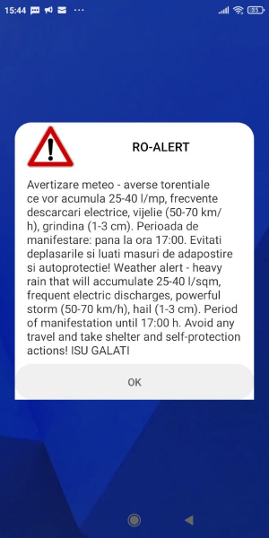 Cod portocaliu de furtună &icirc;n Galați și localitățile din jur. RO-Alert transmis populației de ISU