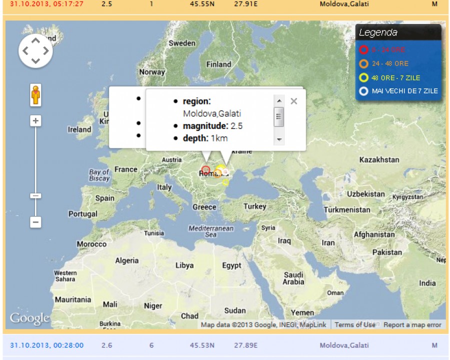 Încă trei cutremure au avut loc în judeţul Galaţi în ultimele 24 de ore