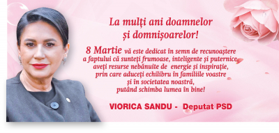 Deputat Viorica Sandu: Un 8 Martie minunat tuturor femeilor!