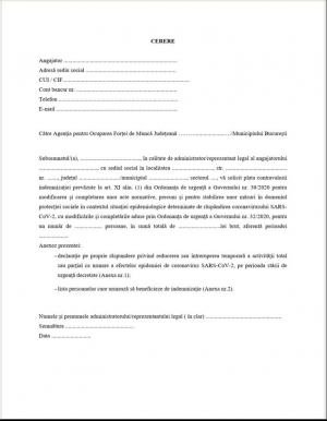 Modelul de formular pentru indemnizaţia de şomaj tehnic
