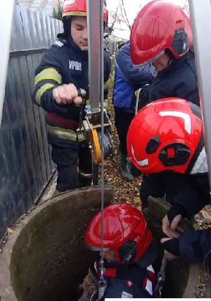 Pisică scoasă dintr-o fântână adâncă de 25 de metri (VIDEO)