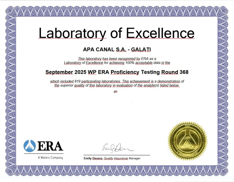 Apă Canal Galați, diploma de excelență la nivel internațional