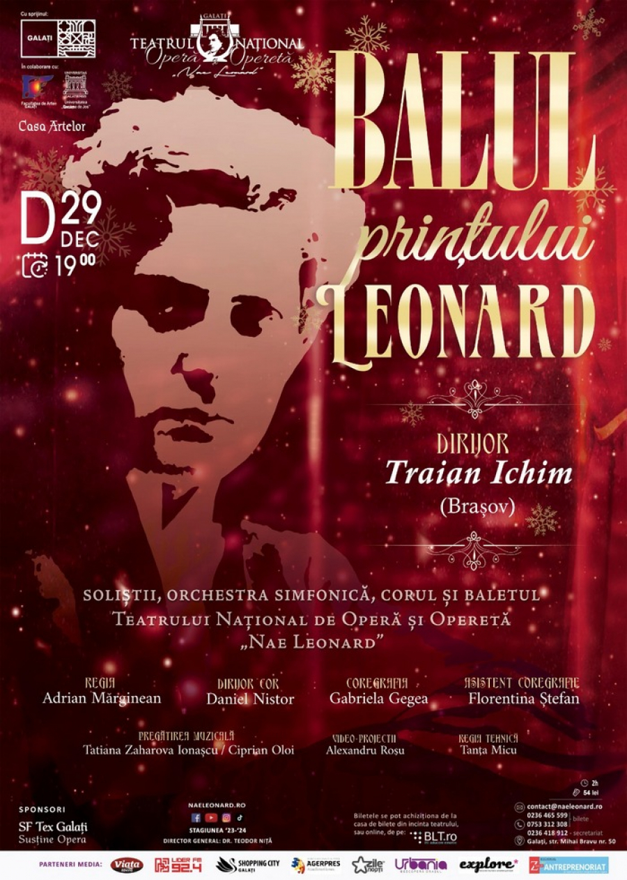 Invitație la "Balul prințului Leonard". Ultimul cadou muzical din 2023 pentru publicul gălăţean
