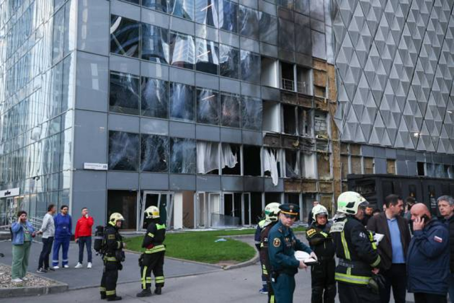 Un turn din Moscow City, lovit a doua oară de o dronă