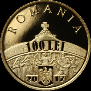 Monedă de aur, dedicată victoriilor de la Mărăşti, Mărăşeşti şi Oituz