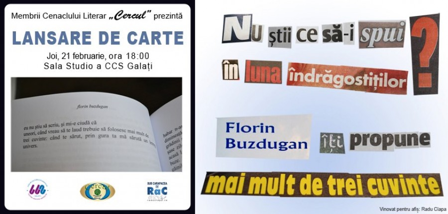Lansare de carte: Florin Buzdugan îţi propune „Mai mult de trei cuvinte”