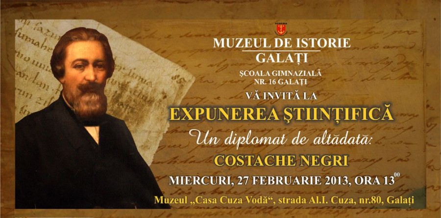Remember Costache Negri, mâine, la Muzeul “Casa Cuza Vodă”
