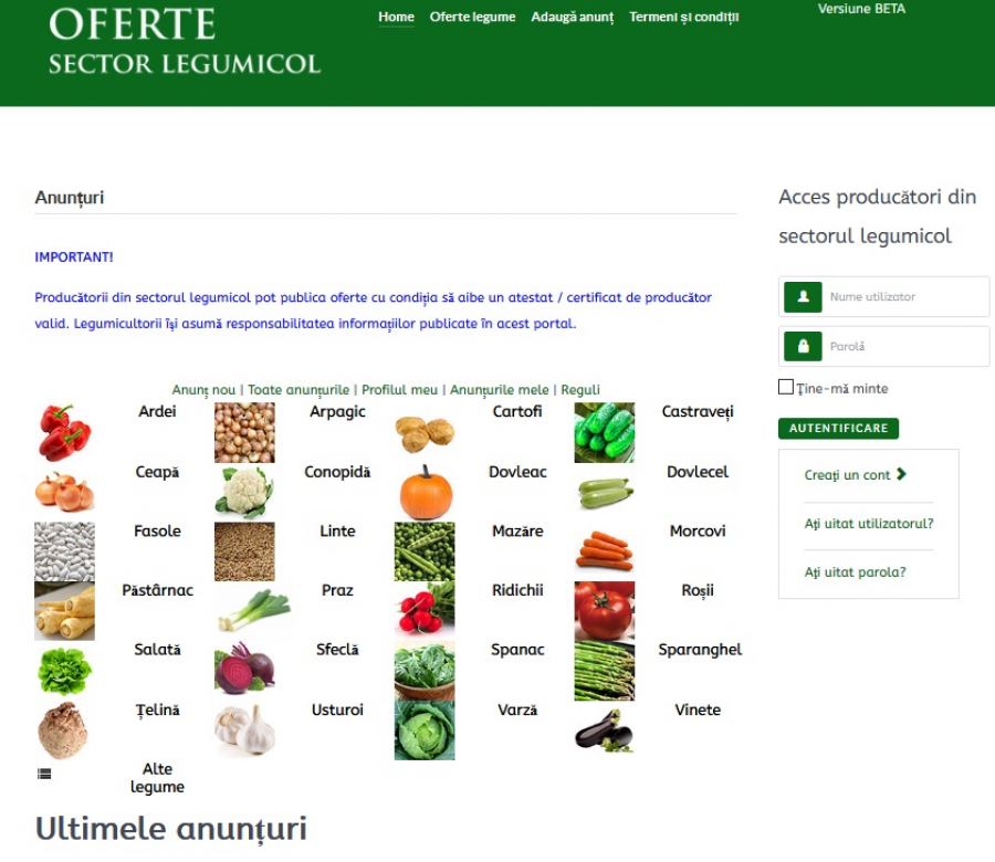 Portal de comerț on-line pentru fermieri