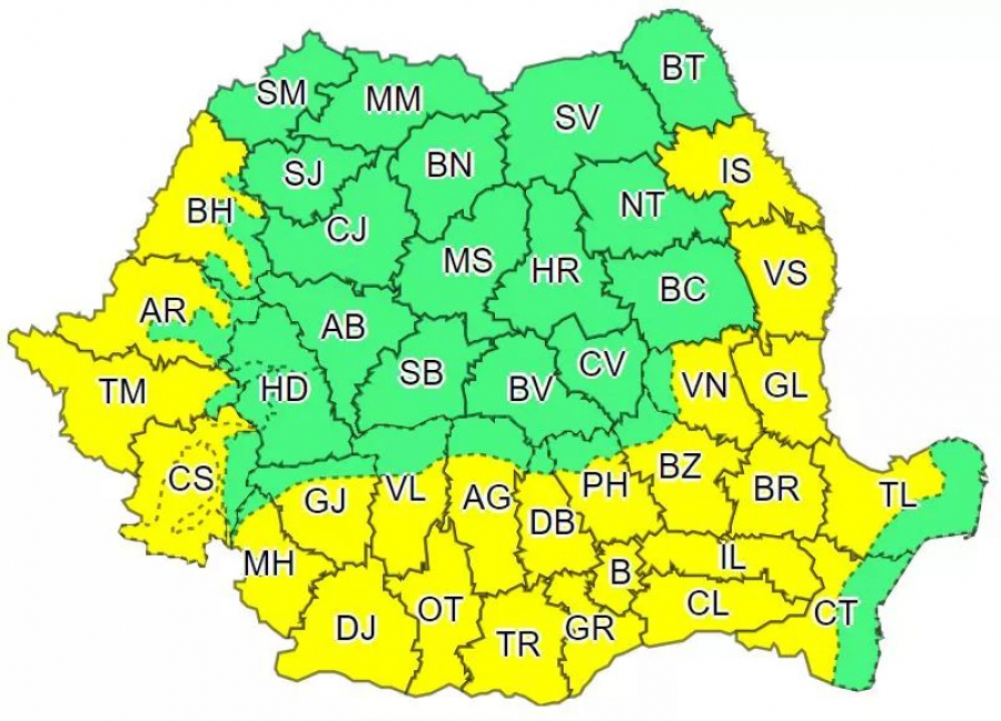 Val de căldură, sâmbătă și duminică, în 25 de județe şi cod galben și portocaliu de vijelii și ploi torențiale în 31 de județe