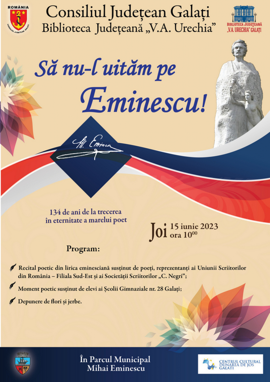 Mihai Eminescu, omagiat la Statuie