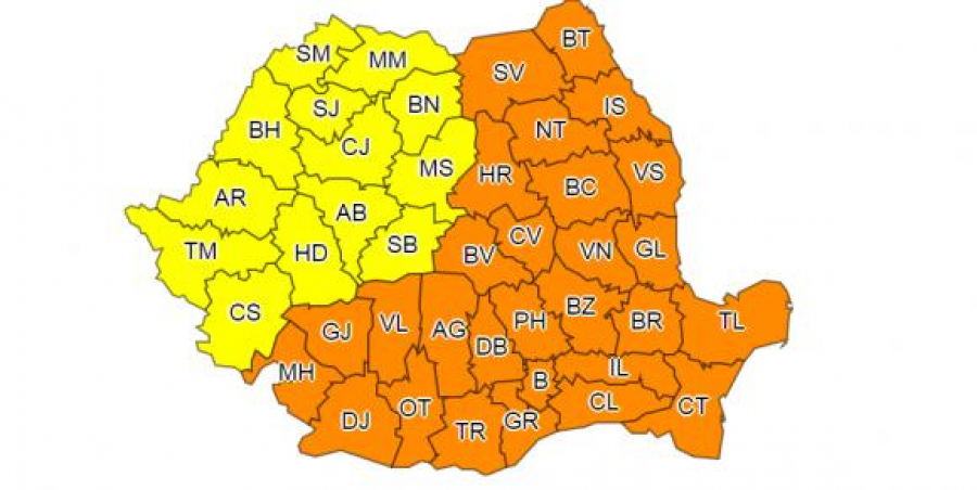 UPDATE. COD PORTOCALIU de vreme rea! Iată ce avertizează meteorologii