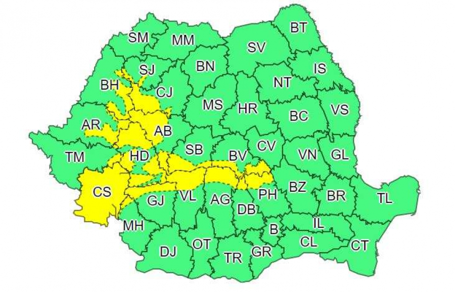 Cod Galben – Atenționare de vânt și viscol în unele regiuni ale țării