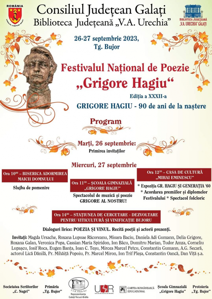 Festivalul Național de Literatură "Grigore Hagiu", la ediţia a XXXII-a