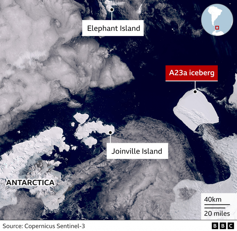 Un aisberg uriaş se îndepărtează de Antarctica