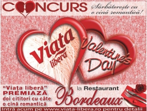 CONCURS | Sărbătoreşte Valentine&#039;s Day cu o cină romantică!