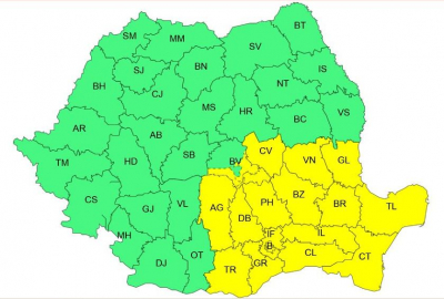 Galaţiul, sub cod galben de instabilitate atmosferică