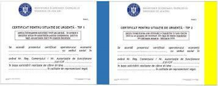 Modificări pentru Certificatele de Situație de Urgență