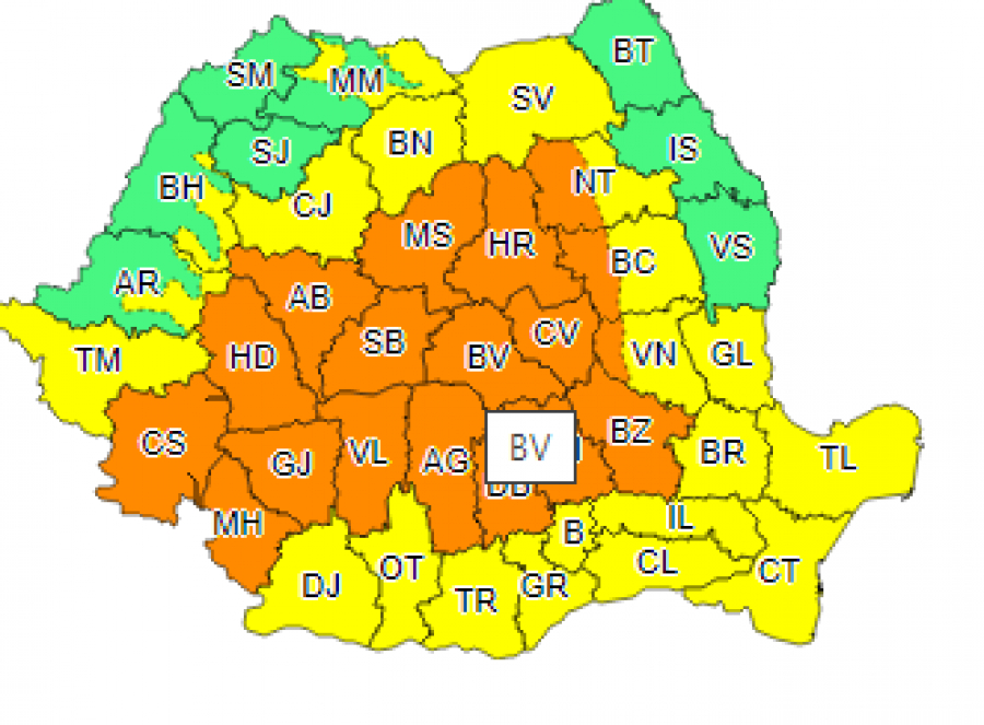 Cod Galben de ploi în Galați, până joi dimineață