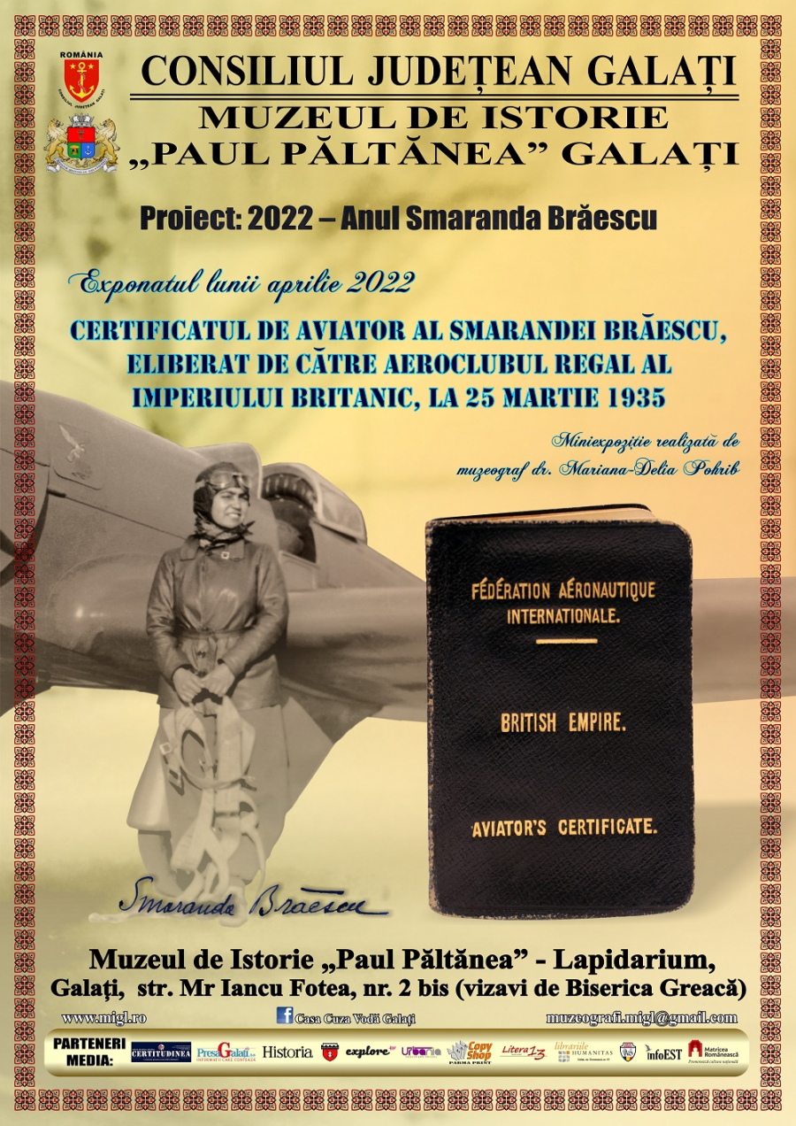 Certificatul de aviator al Smarandei Brăescu, exponatul lunii