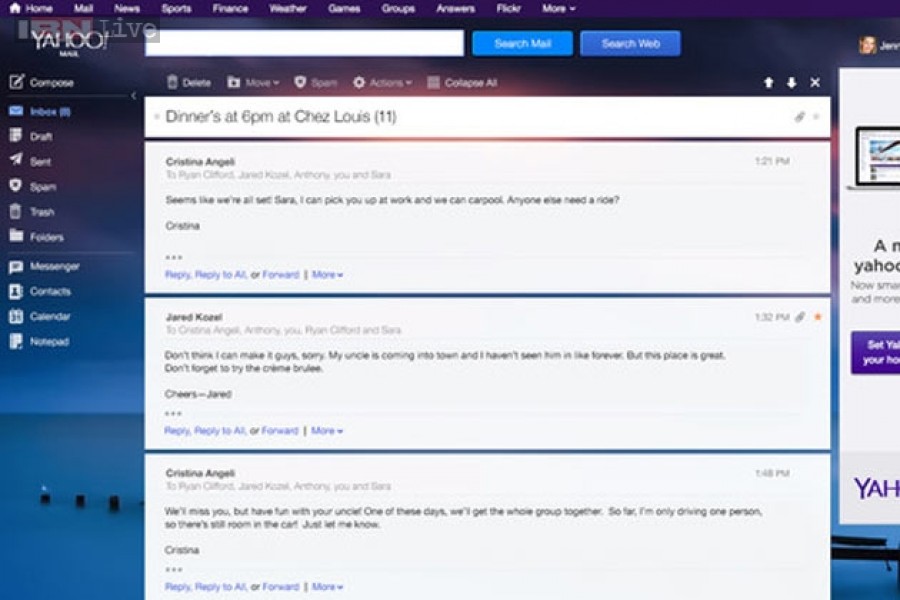 Yahoo a modificat aspectul mesageriei sale online