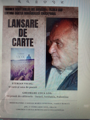 Antologia lui Sterian Vicol, lansată la Iași